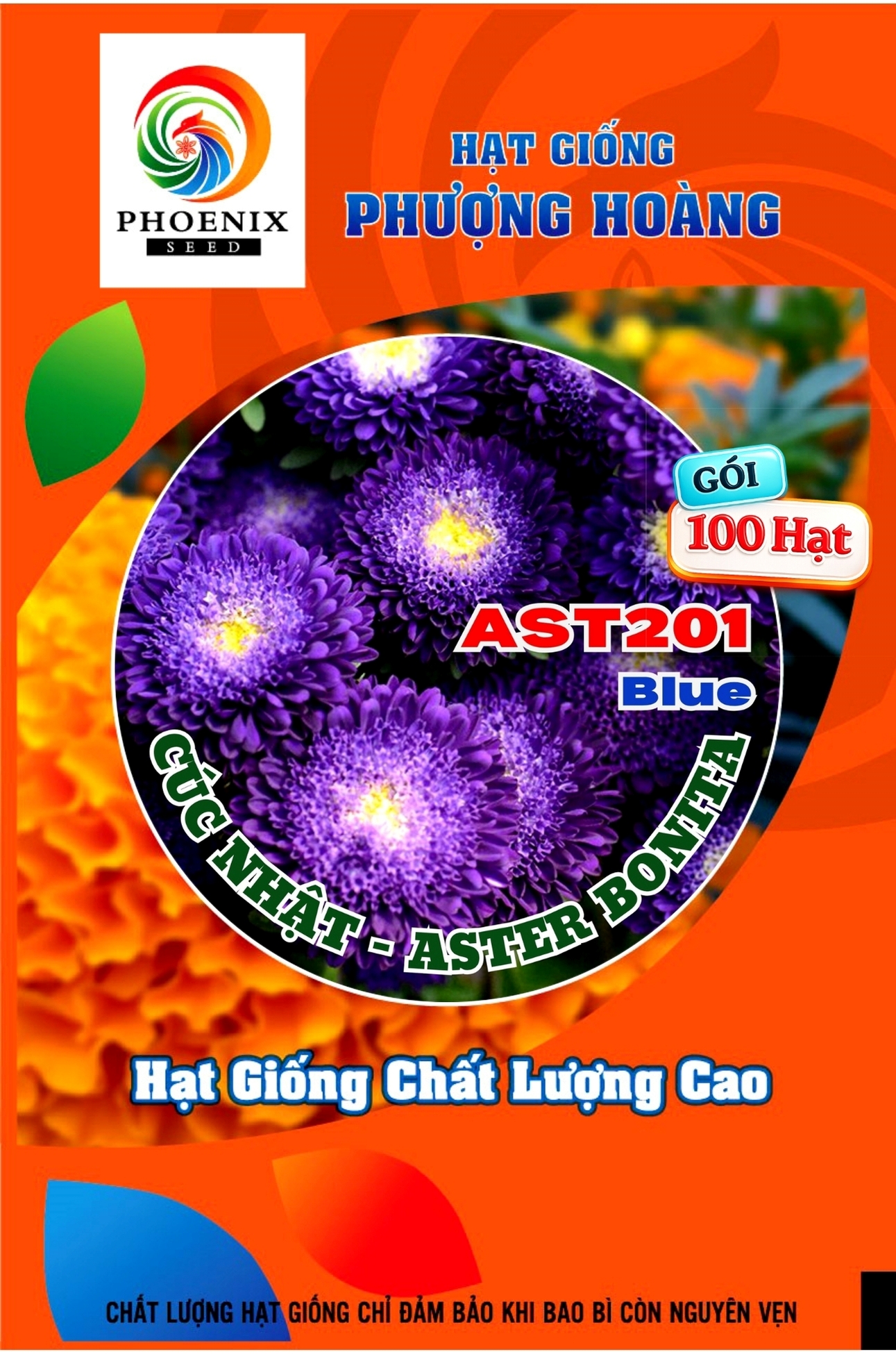 Hạt Giống Hoa Cúc Nhật Aster Bonita – AST201 Tím (Gói 100 hạt) Hạt Giống Phượng Hoàng