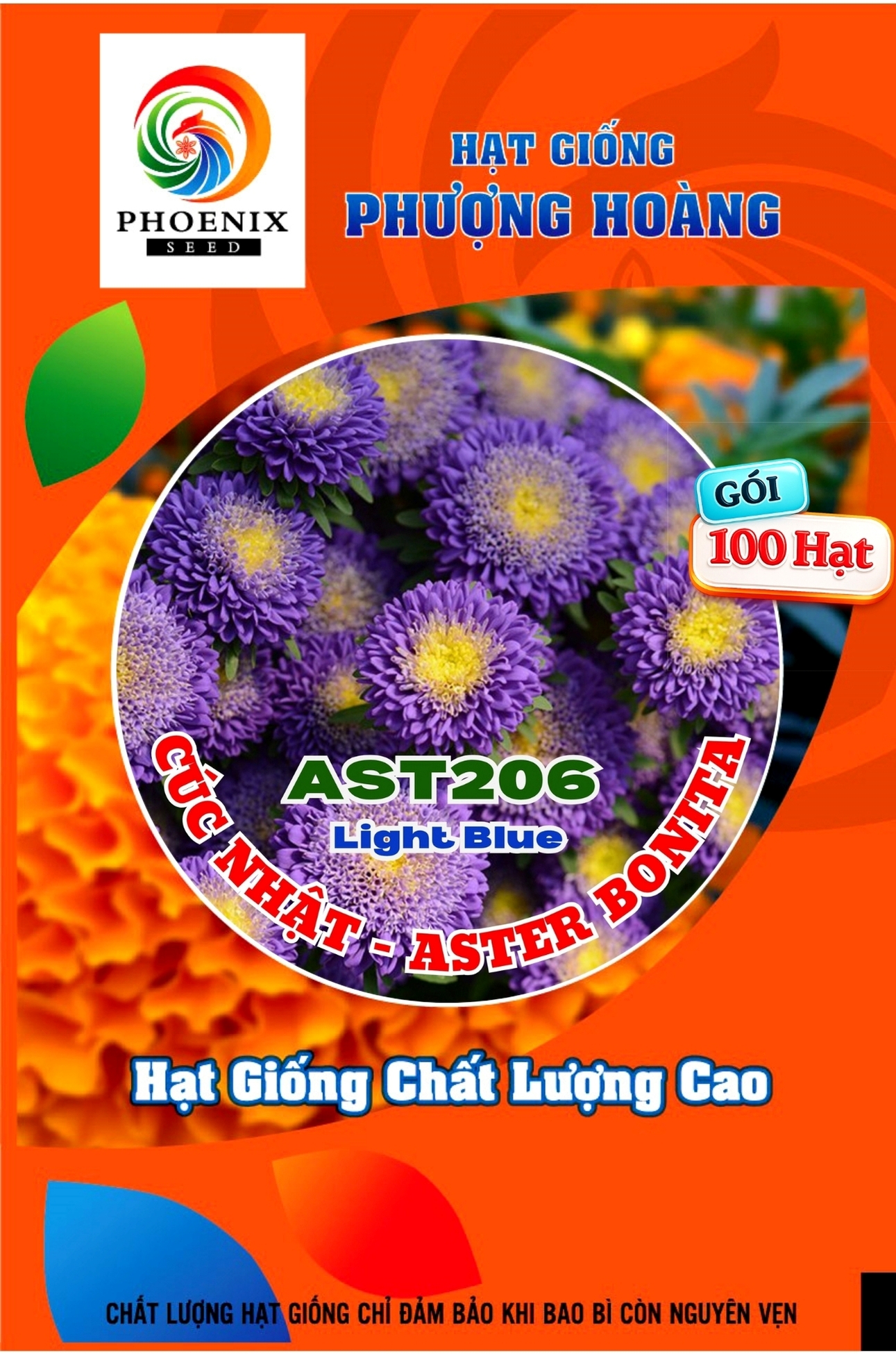 Hạt Giống Hoa Cúc Nhật Aster Bonita – AST201 Tím (Gói 100 hạt) Hạt Giống Phượng Hoàng